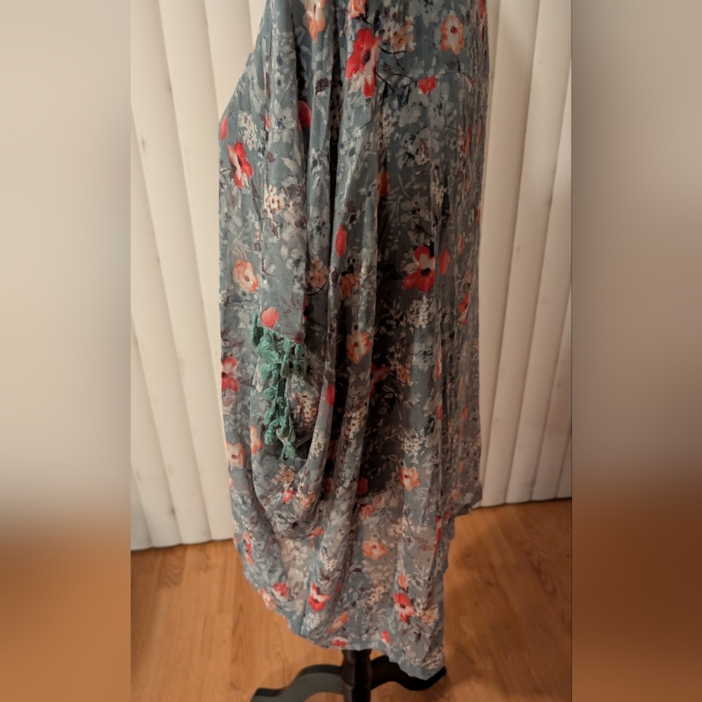 Jodifl Floral Tassel Kimono Cardigan/Duster L - Sage/Coral - Boho - Picture 2 of 7